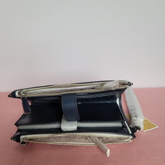 MICHAEL KORS Jet Set Double Zip Signature Phone Wristlet-Ocean Blue Mult 🎈$108⭐ - Picture 9 of 16